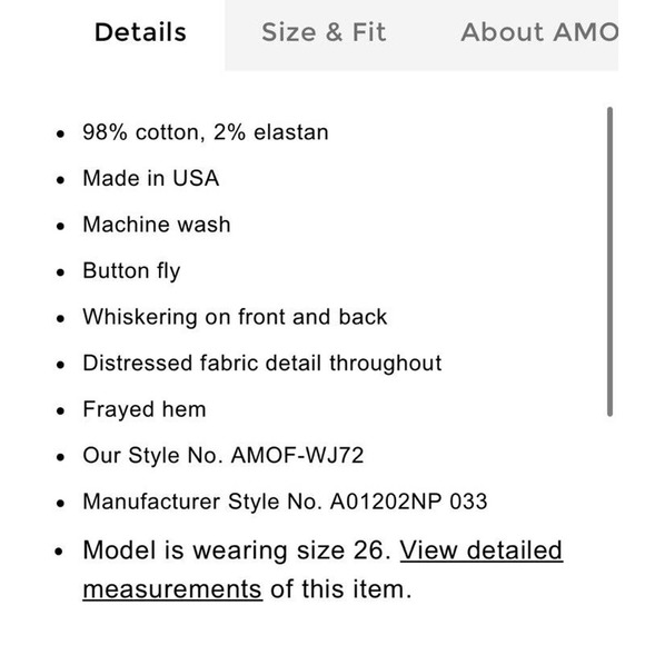 AMO Babe Old School Jeans • 24• with Piping Blue Raw Hem $298 - Picture 5 of 14